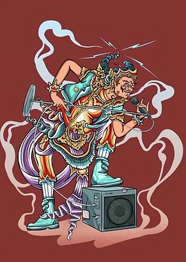 Traditional Dancer Singing into Microphone