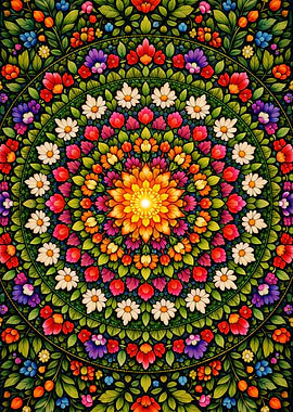 Vibrant Floral Mandala Art