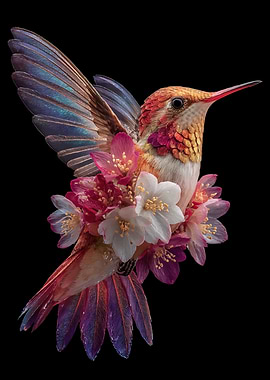 Hummingbird with Flowers