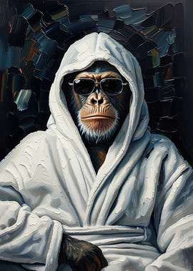 Chimpanzee in Robe and Sunglasses