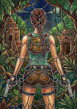 Lara Croft in a Jungle Temple