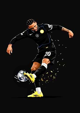 Football Player Joao Pedro Kicking Ball