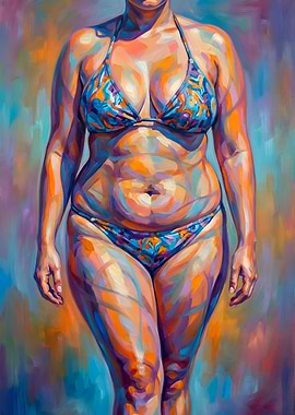 Vibrant Portrait of a Woman in a Bikini