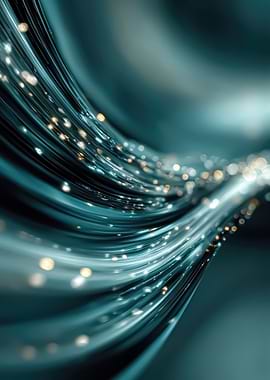 Abstract Teal and Gold Light Streaks