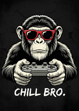 Cyberpunk Gamer Monkey – Neon Vaporwave Gaming Room Art