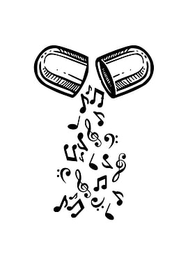 Music Notes Pouring from a Pill