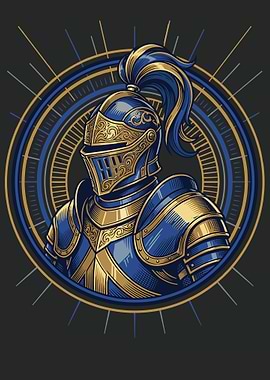 Knight in Blue and Gold Armor