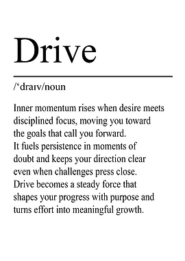 Drive Definition – White | Minimalist Typography Poster