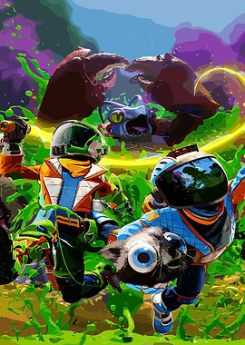 Risk of Rain 2 Characters Fighting Alien Creatures