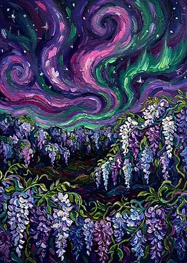 Wisteria Under the Aurora