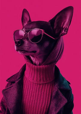 Chihuahua Dog Wearing Sunglasses and Turtleneck
