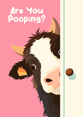 Cow Peeking Through Door