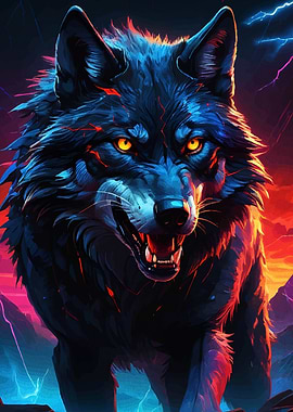 Fierce Wolf with Glowing Eyes