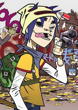 Gorillaz 2-D with Graffiti