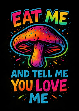 Psychedelic Mushroom Eat Me Text Art