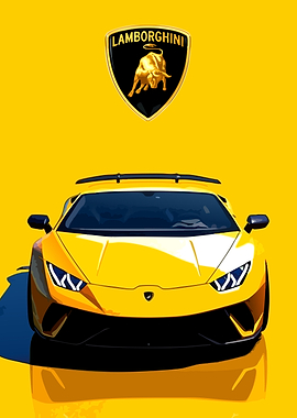 Yellow Lamborghini with Emblem
