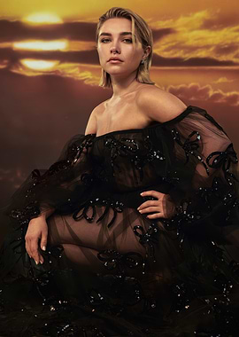Florence Pugh in Black Gown