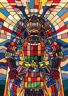 Stained Glass Samurai Warrior