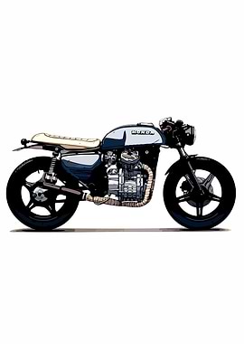 Honda Cafe Racer Motorcycle Illustration