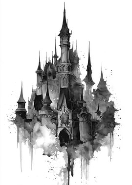 Watercolor Castle Illustration