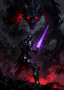 Knight vs Dragon Fantasy Art