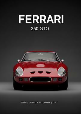 red Ferrari 250 gto face Poster