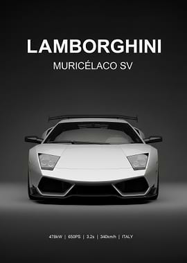 sport silver Lamborghini Murcielago SV Poster