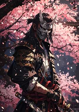Samurai Warrior with Oni Mask