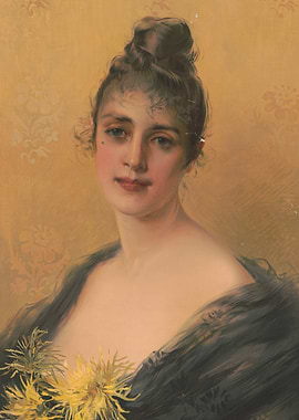 Portrait of a Woman with Yellow Flowers