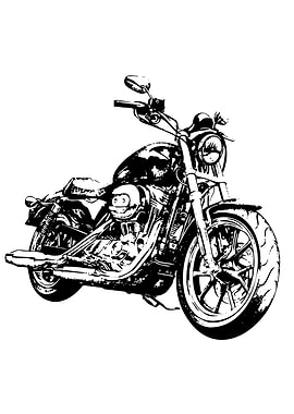 Black and White Motorcycle Illustration