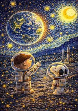 Charlie Brown and Snoopy in Space