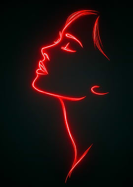 Red Neon Woman Profile