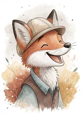 Happy Fox in Safari Hat