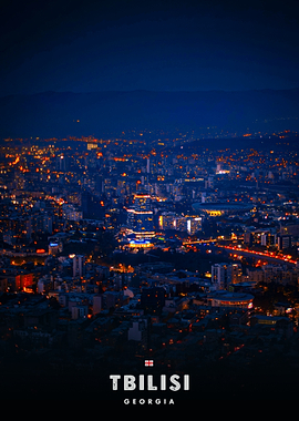 Tbilisi Georgia Cityscape at Night