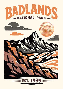 Badlands National Park Vintage Poster