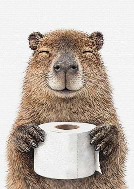 Capybara Holding Toilet Paper