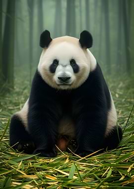 Panda in a Bamboo Forest