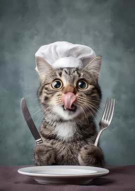 Chef Cat Ready to Eat