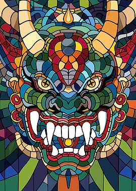 Stained Glass Dragon Mask