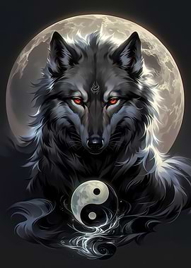 Wolf with Yin Yang
