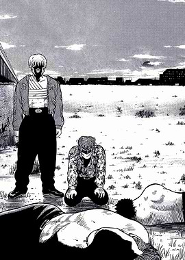 Manga scene with defeated characters