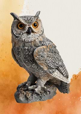 Realistic Owl Figurine on Rock