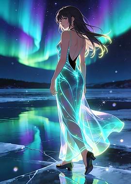 Aurora Glow Neon Silk in the Night