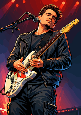 John Mayer Playing Guitar on Stage