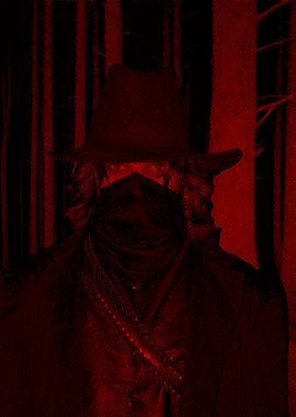 Red Grunge Pixel Cowboy