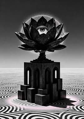 Mystical Lotus Eye Sculpture