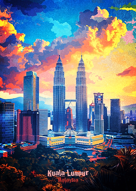 Kuala Lumpur Cityscape at Sunset Poster