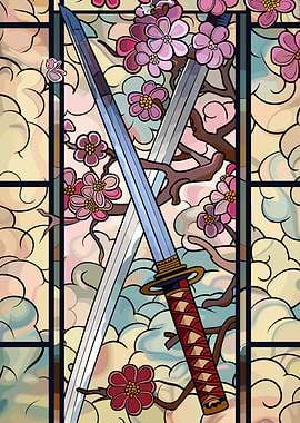 Samurai Swords and Cherry Blossoms