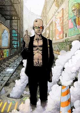 Man in Suit Gives Middle Finger