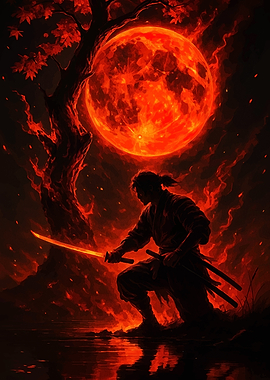 Samurai Under a Blood Moon